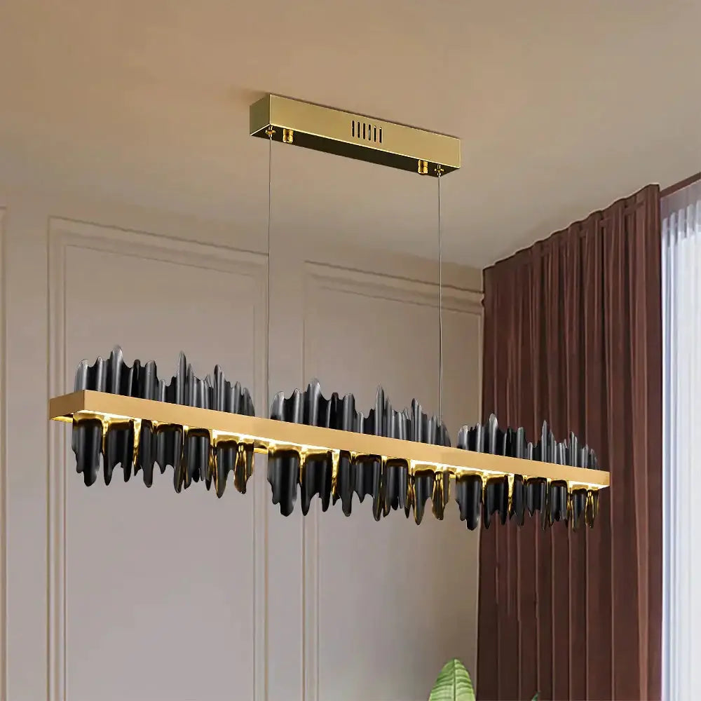 Modern gold & black iceberg led chandelier lighting dining room