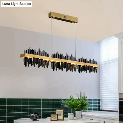 Modern gold & black iceberg led chandelier lighting dining room