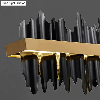 Modern gold & black iceberg led chandelier lighting dining room