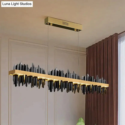 Modern gold & black iceberg led chandelier lighting dining room
