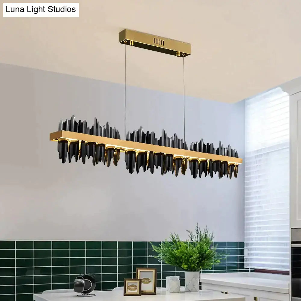 Modern gold & black iceberg led chandelier lighting dining room