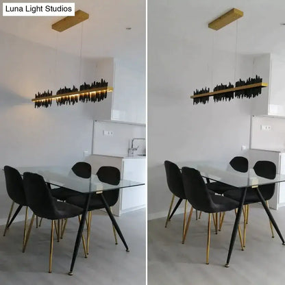 Modern gold & black iceberg led chandelier lighting dining room