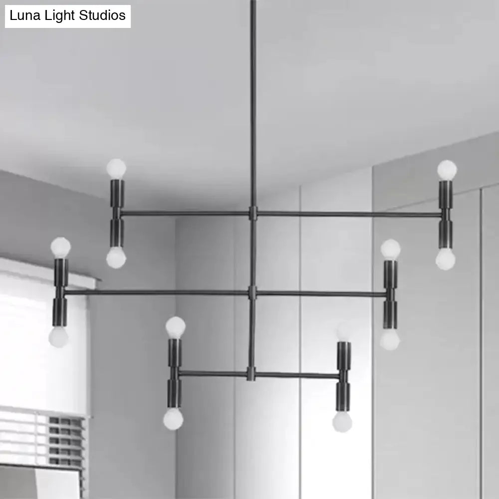 Modern gold & black led island light with rotatable arms living room