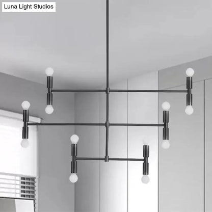 Modern gold & black led island light with rotatable arms living room
