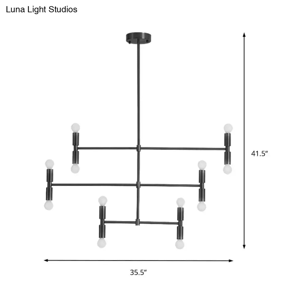 Modern gold & black led island light with rotatable arms living room