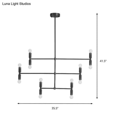 Modern gold & black led island light with rotatable arms living room