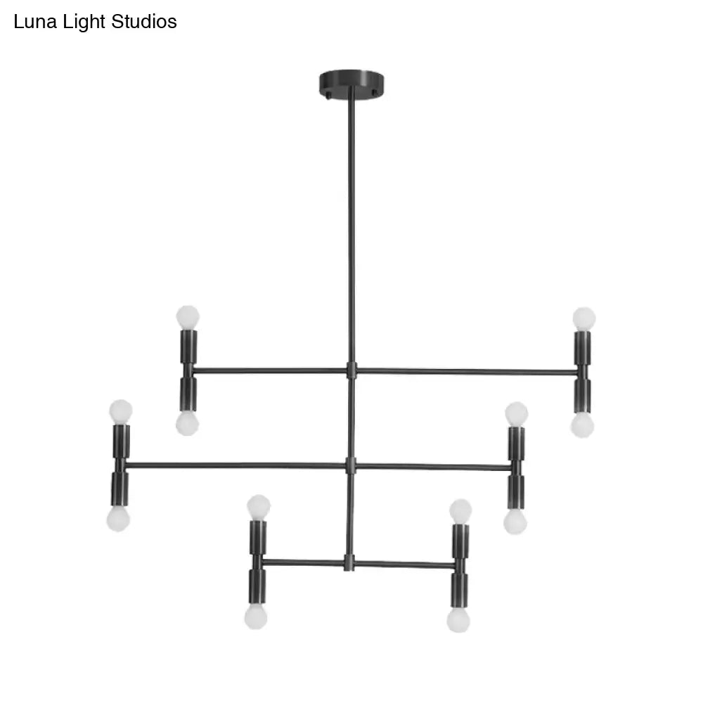 Modern gold & black led island light with rotatable arms living room