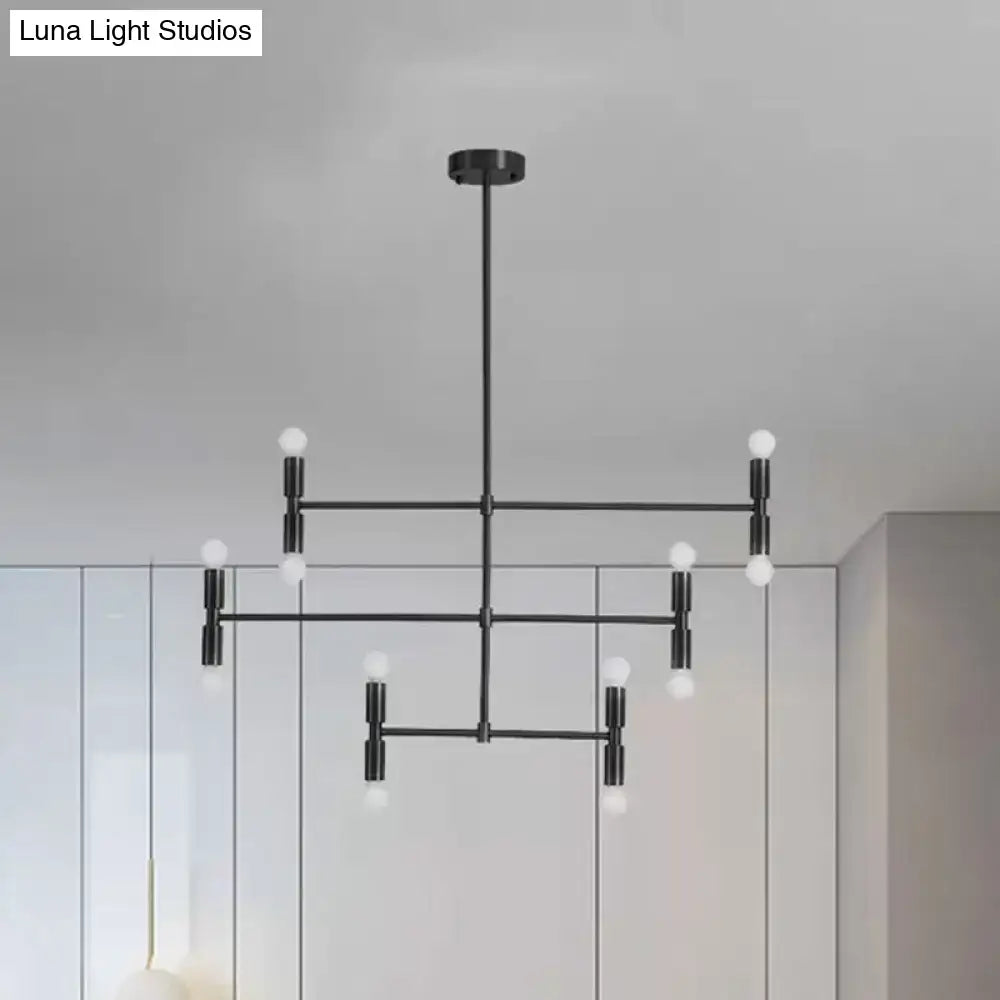 Modern gold & black led island light with rotatable arms living room