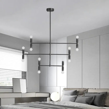 Modern gold & black led island light with rotatable arms living room