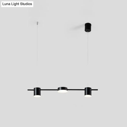 Modern gold & black linear chandelier dining room warm white light