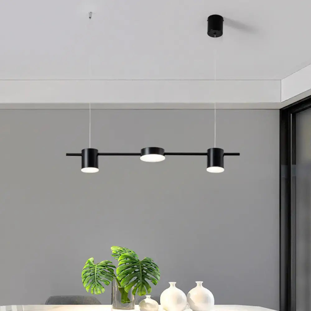 Modern gold & black linear chandelier dining room warm white light