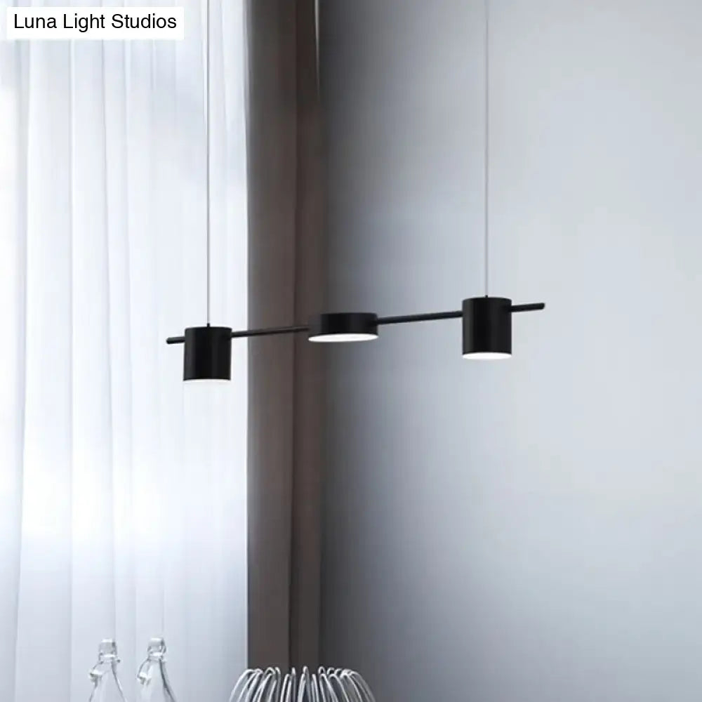 Modern gold & black linear chandelier dining room warm white light