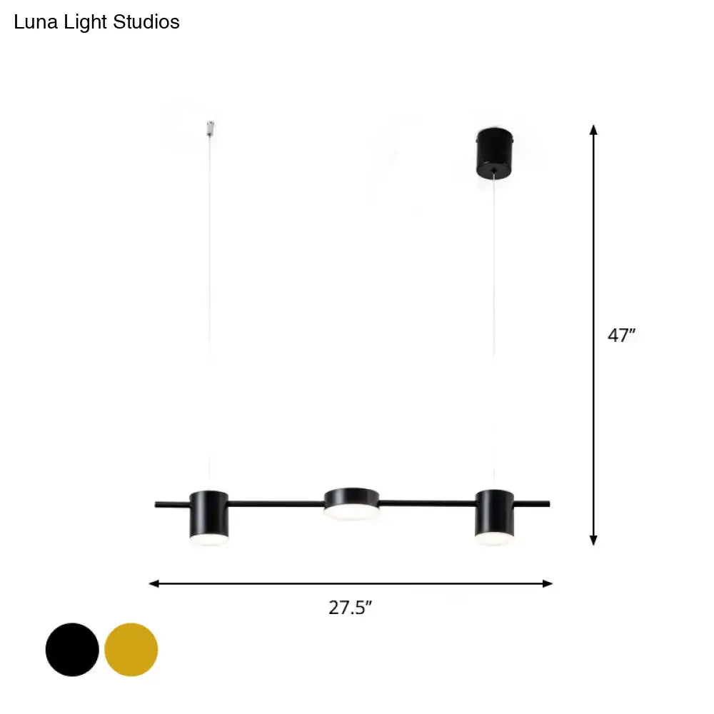 Modern gold & black linear chandelier dining room warm white light