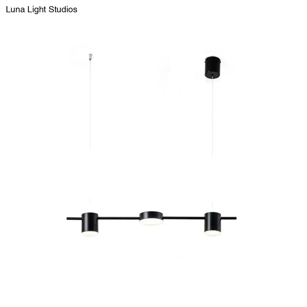 Modern gold & black linear chandelier dining room warm white light