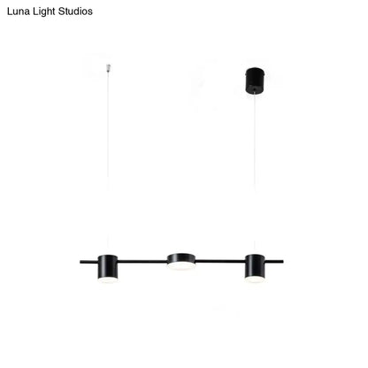 Modern gold & black linear chandelier dining room warm white light