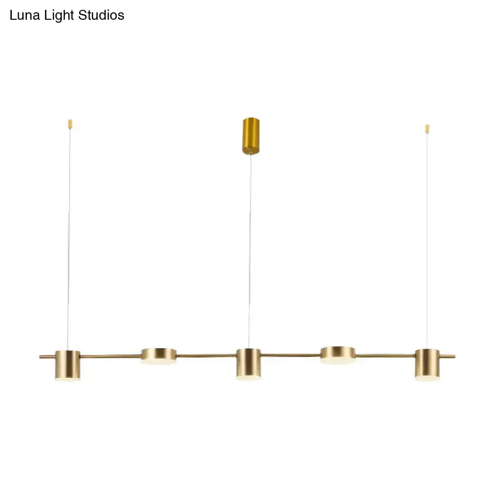 Modern gold & black linear chandelier dining room warm white light