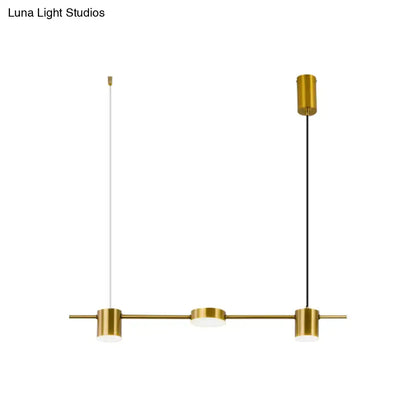 Modern gold & black linear chandelier dining room warm white light