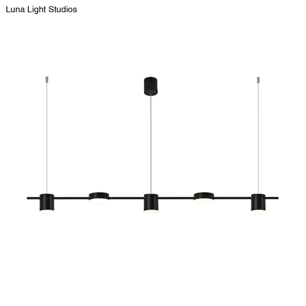 Modern gold & black linear chandelier dining room warm white light
