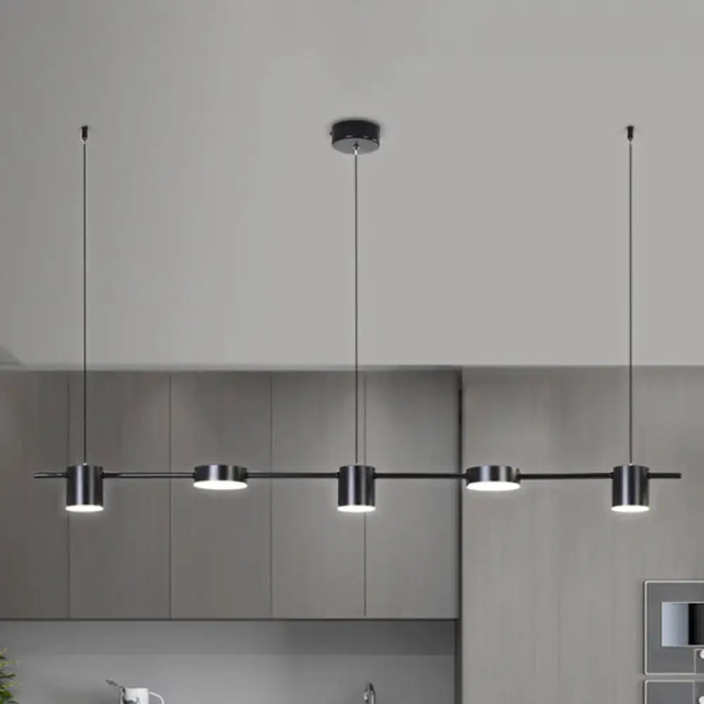 Modern gold & black linear chandelier dining room warm white light