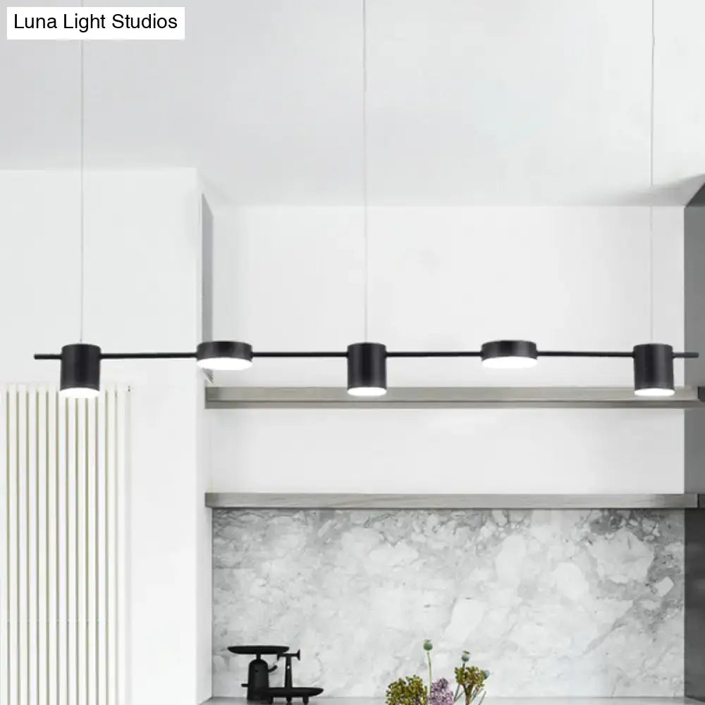 Modern gold & black linear chandelier dining room warm white light
