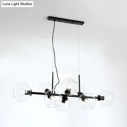 Modern gold & black linear design smoky glass kitchen island light