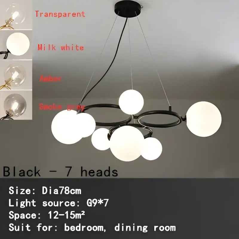Modern gold black magic bean ceiling chandelier dining room light