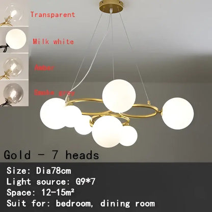 Modern gold black magic bean ceiling chandelier dining room light
