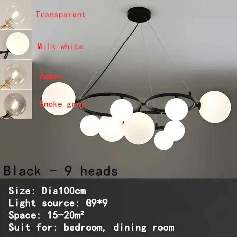 Modern gold black magic bean ceiling chandelier dining room light