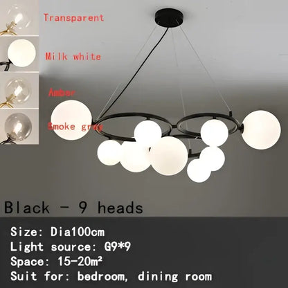 Modern gold black magic bean ceiling chandelier dining room light