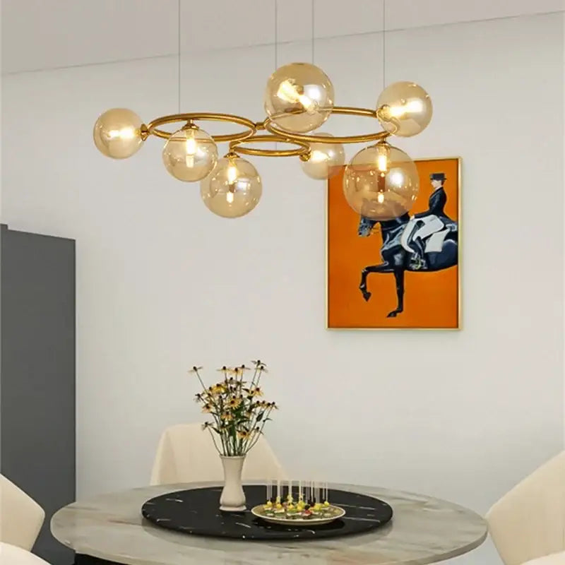 Modern gold black magic bean ceiling chandelier dining room light