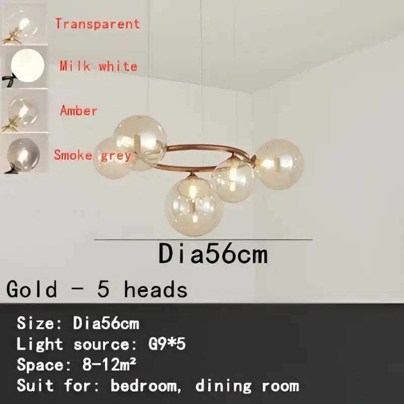 Modern gold black magic bean ceiling chandelier dining room light