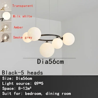 Modern gold black magic bean ceiling chandelier dining room light