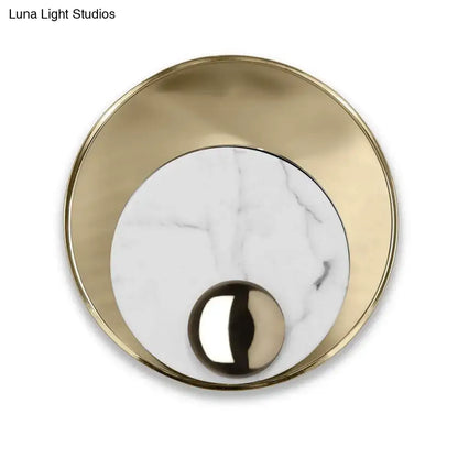 Modern gold & black marble peacock tail feather wall sconce living room