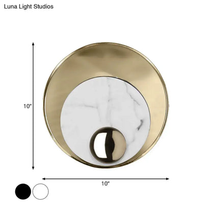 Modern gold & black marble peacock tail feather wall sconce living room