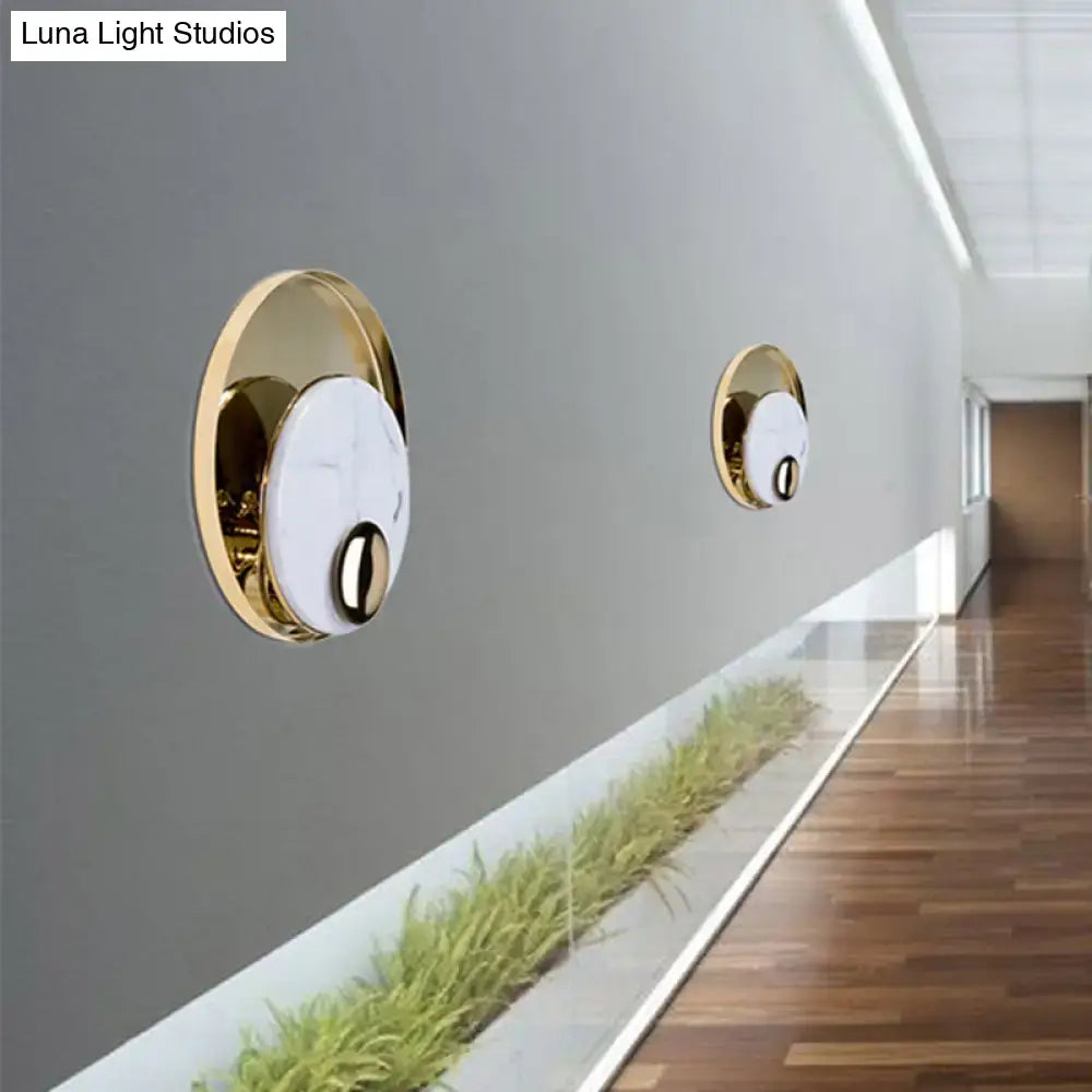 Modern gold & black marble peacock tail feather wall sconce living room