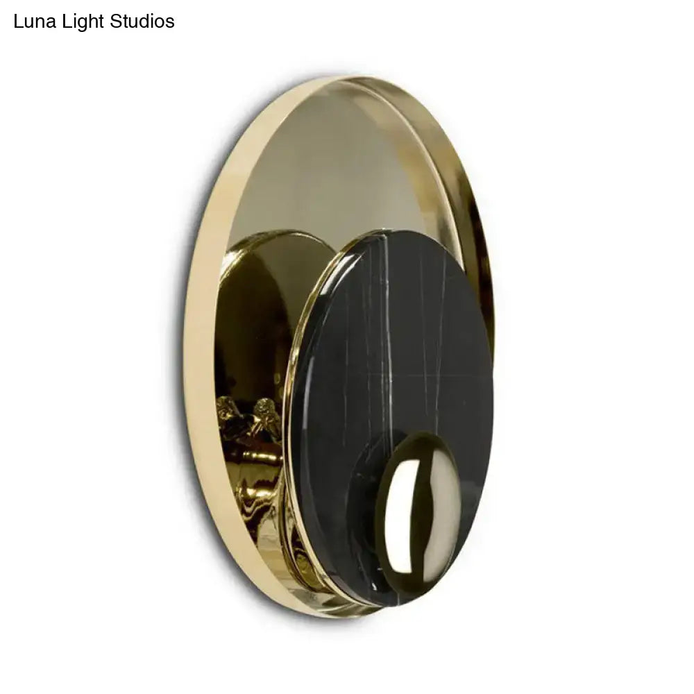 Modern gold & black marble peacock tail feather wall sconce living room