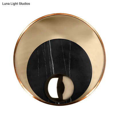 Modern gold & black marble peacock tail feather wall sconce living room