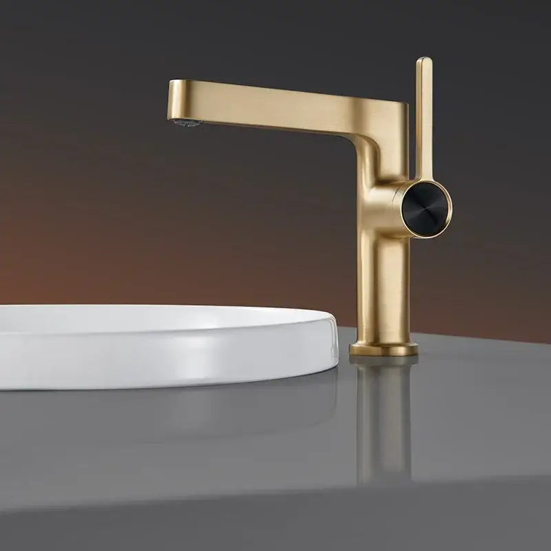 Modern gold & black minimalist basin faucet bathroom tap