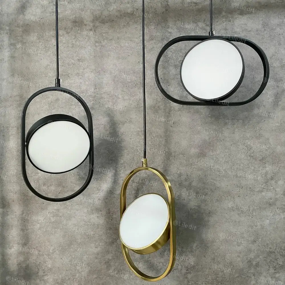 Modern gold & black oval pendant lights kitchen circular bulb