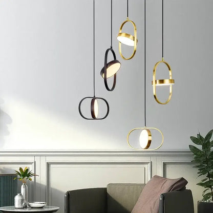 Modern gold & black oval pendant lights kitchen circular bulb
