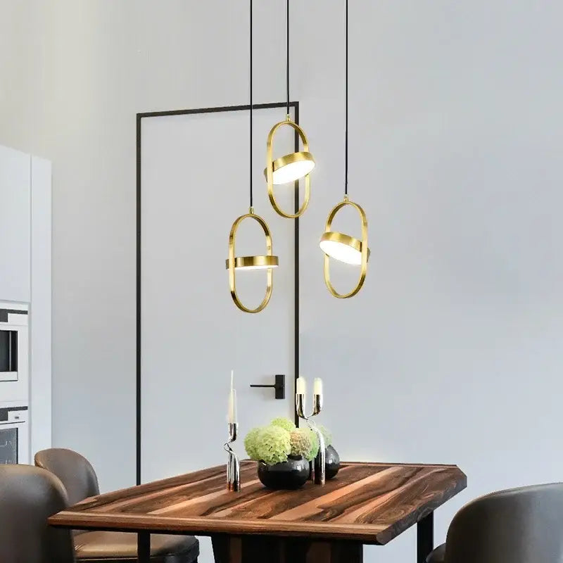 Modern gold & black oval pendant lights kitchen circular bulb