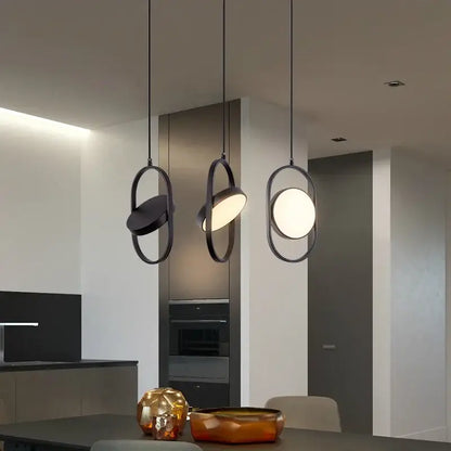 Modern gold & black oval pendant lights kitchen circular bulb