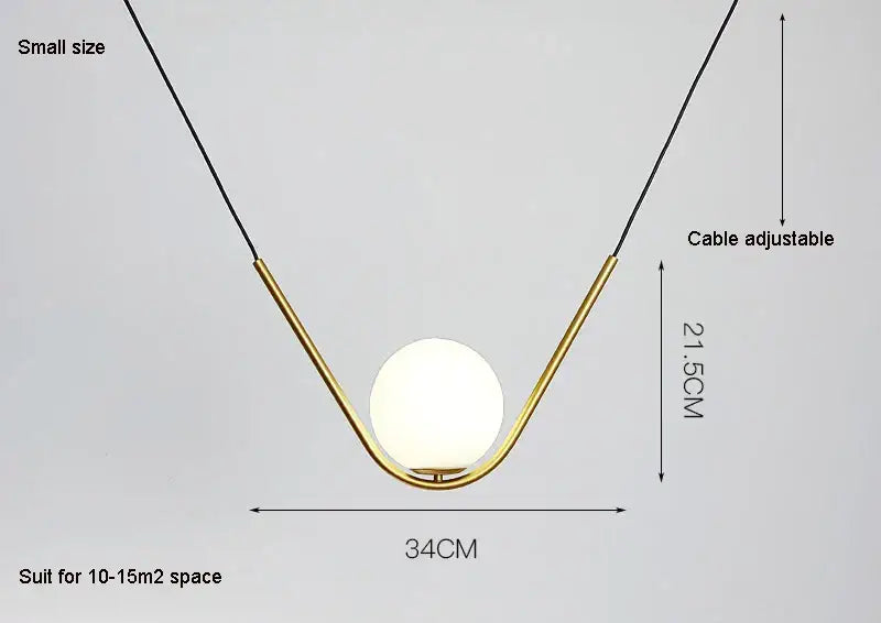 Modern gold & black pendant light dining room spherical glass trio