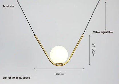 Modern gold & black pendant light dining room spherical glass trio