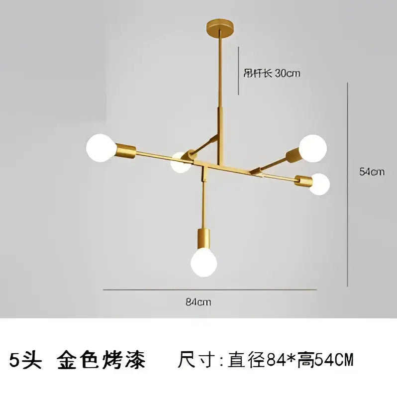 Modern gold & black pendant light for dining room