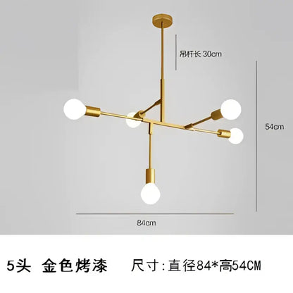 Modern gold & black pendant light for dining room