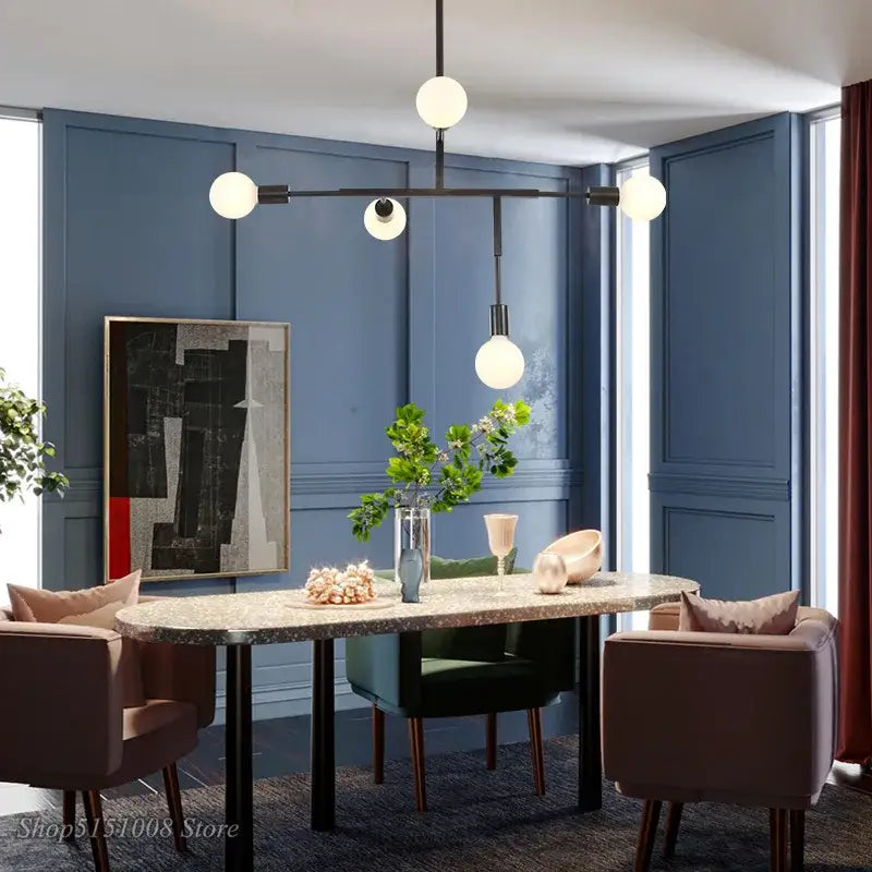 Modern gold & black pendant light for dining room