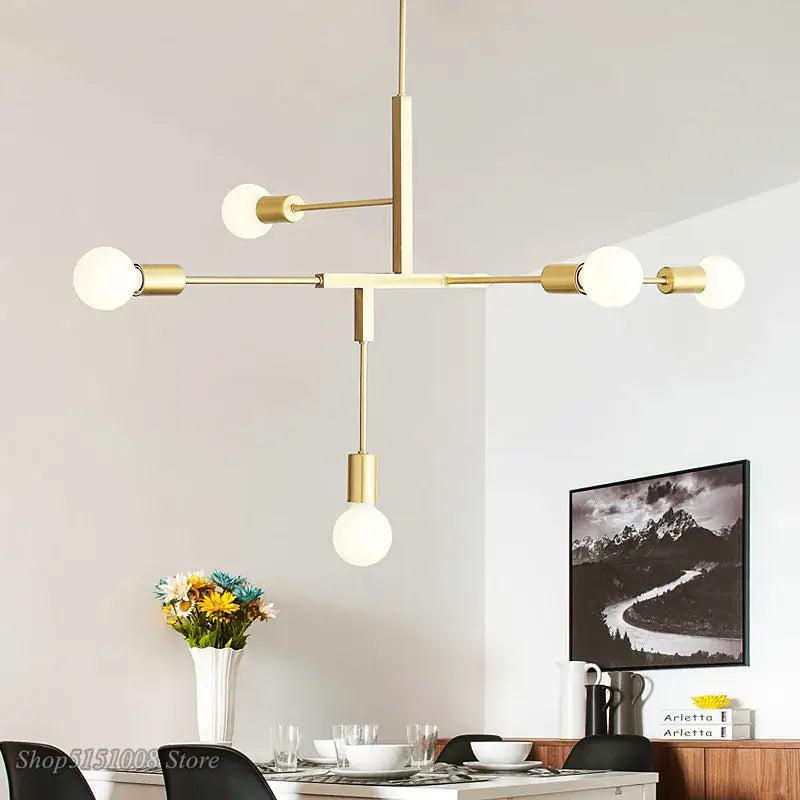 Modern gold & black pendant light for dining room