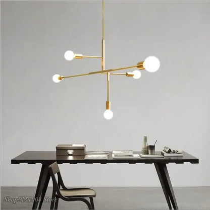 Modern gold & black pendant light for dining room