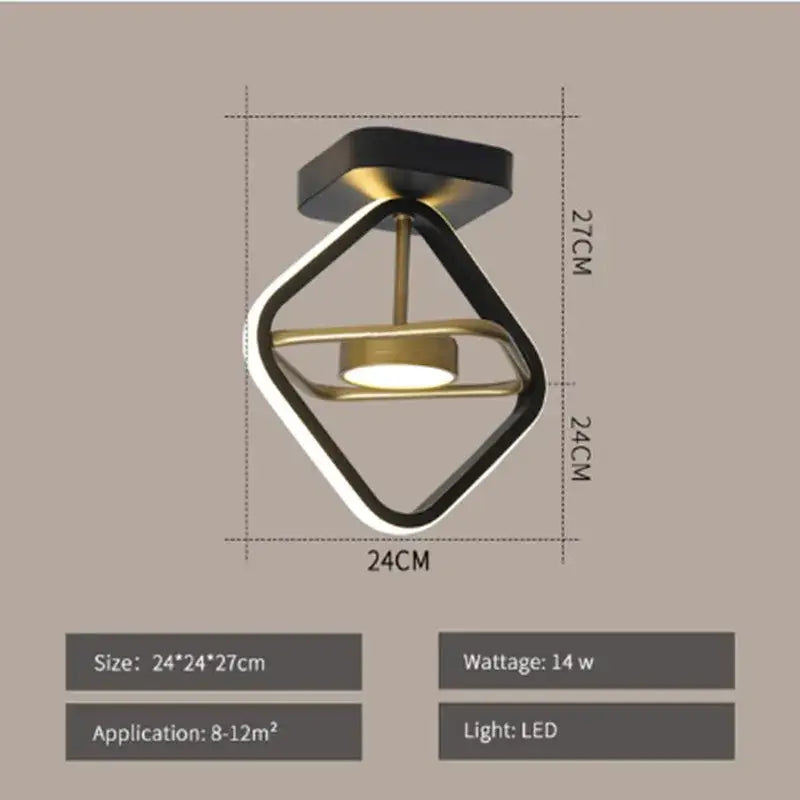 Modern gold & black ring led ceiling light for living room
